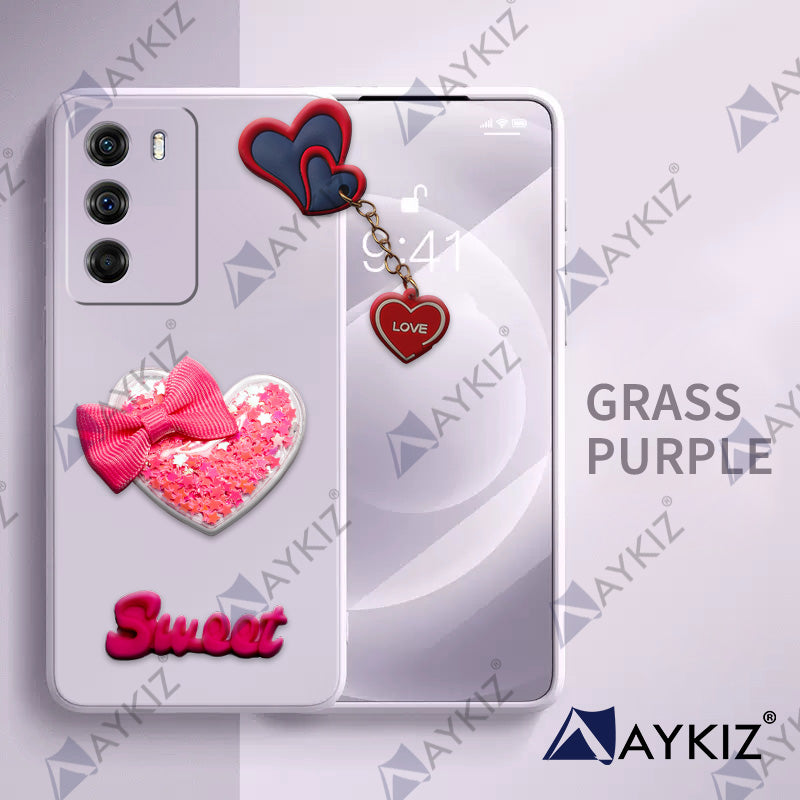 Aykiz Soft Heart Keychain Star Glitter Back Cover for Moto Edge 30