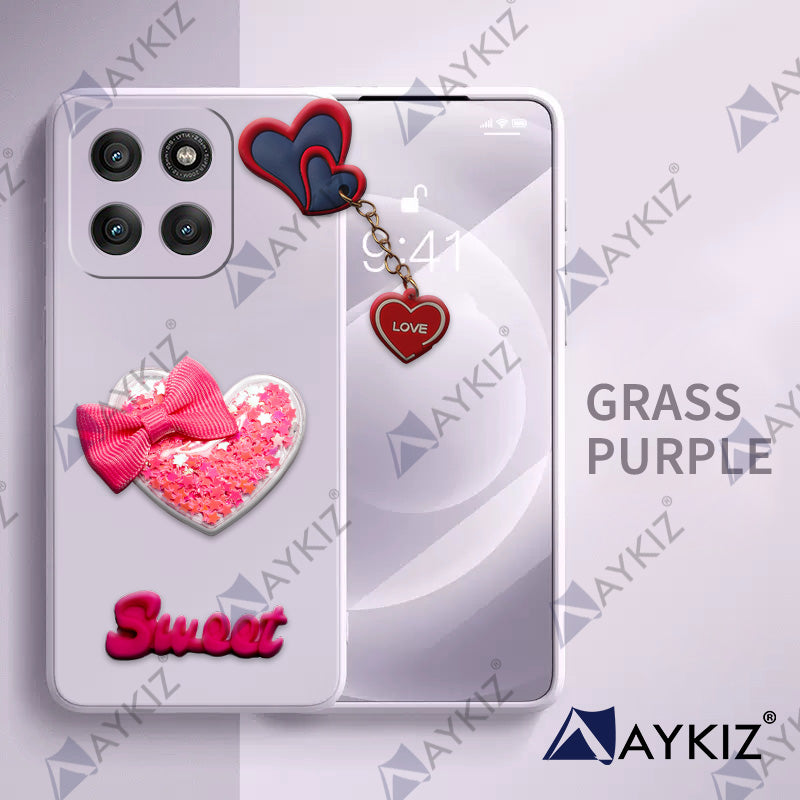 Aykiz Soft Heart Keychain Star Glitter Back Cover for Moto Edge 60 Pro