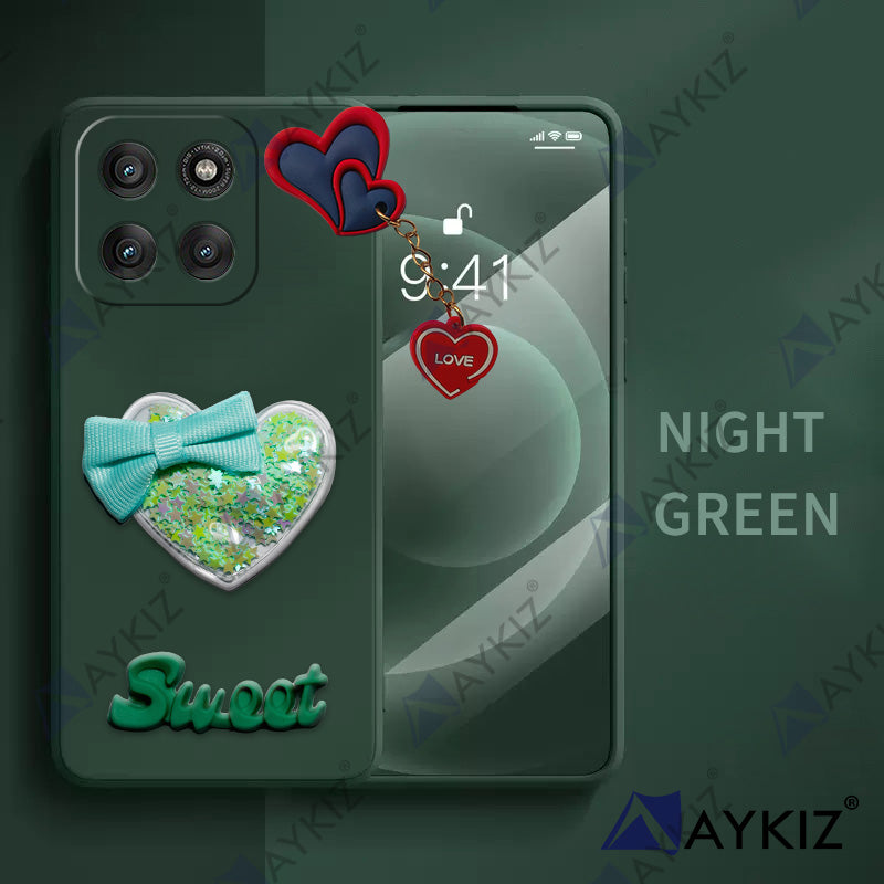 Aykiz Soft Heart Keychain Star Glitter Back Cover for Moto Edge 60 Pro