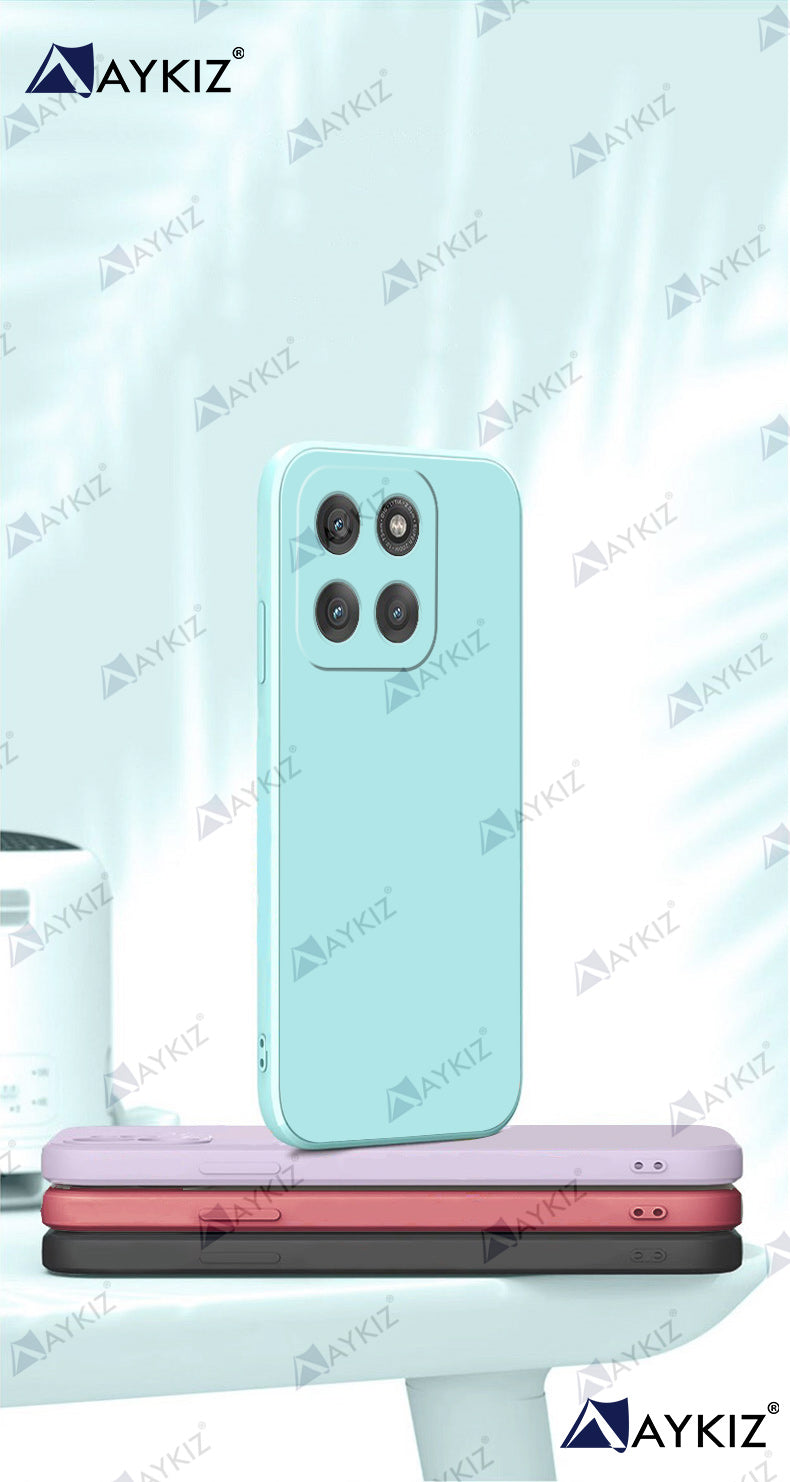 Aykiz Soft Matte Silicone Back Cover Inside Cloth with Camera Protection for Moto Edge 60 Fusion