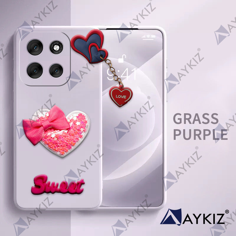 Aykiz Soft Heart Keychain Star Glitter Back Cover for Moto G86