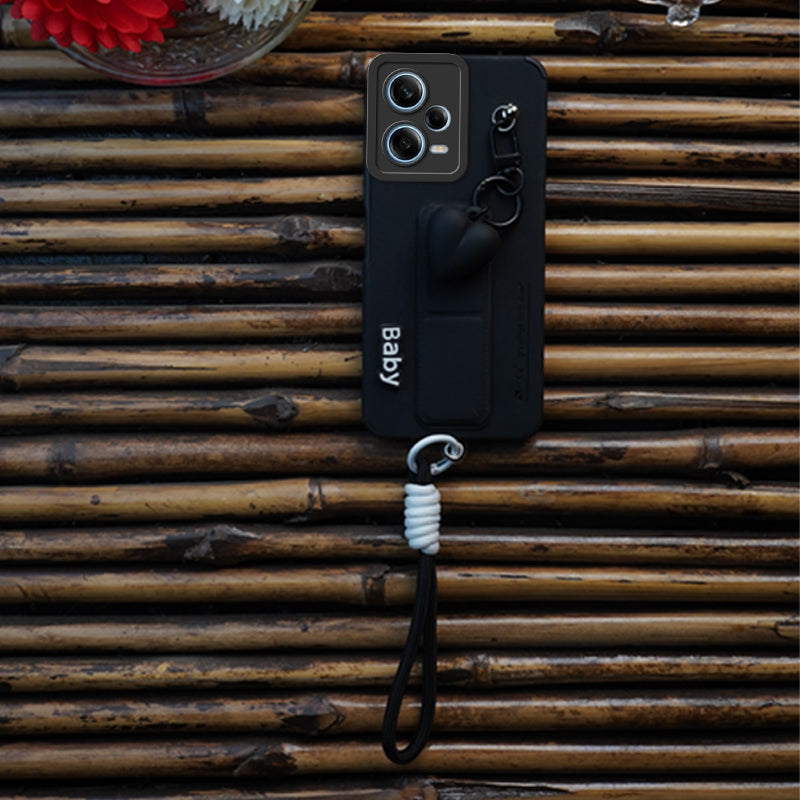 AYKIZ Designed Magnetic Stand & Holder,Decorative Hard Heart Keychain Cover for Redmi Note 12 Pro 5G