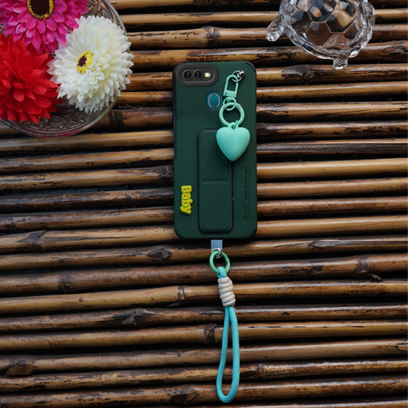 AYKIZ Designed Magnetic Stand & Holder,Decorative Hard Heart Keychain Cover for Oppo F9 Pro/A5s/A7 4G