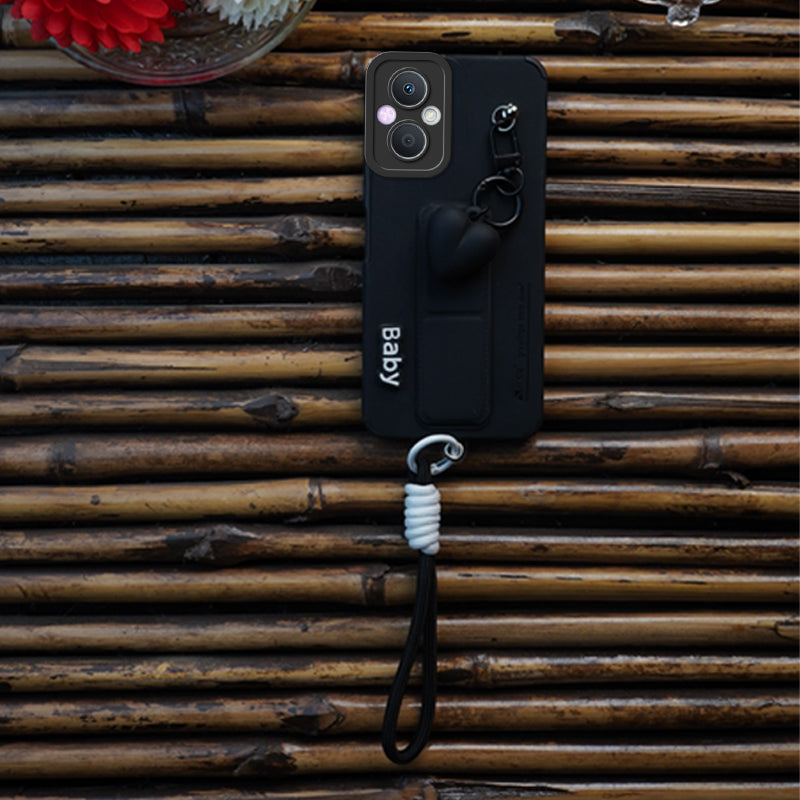 AYKIZ Designed Magnetic Stand & Holder,Decorative Hard Heart Keychain Cover for Oppo F21 Pro 5G