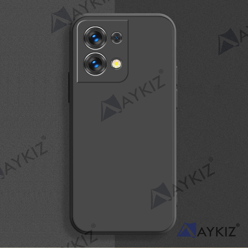 Aykiz Soft Matte Silicone Back Cover Inside Cloth with Camera Protection for Reno 8