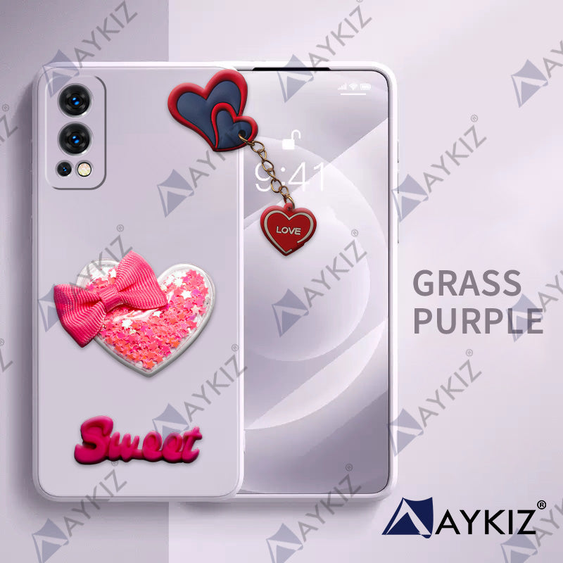 Aykiz Soft Heart Keychain Star Glitter Back Cover for OnePlus Nord 2 5G