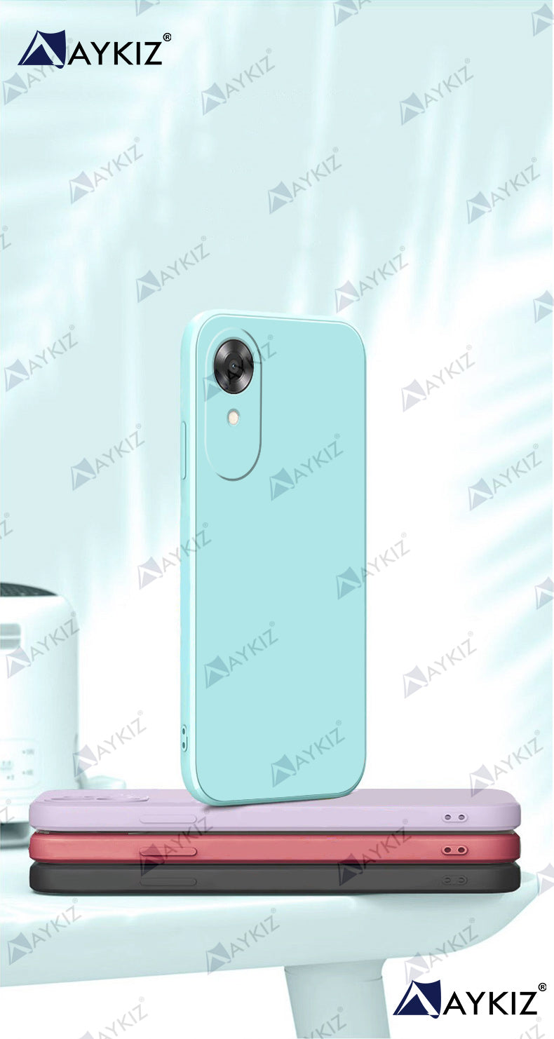 Aykiz Soft Matte Silicone Back Cover Inside Cloth with Camera Protection for Oppo A17k