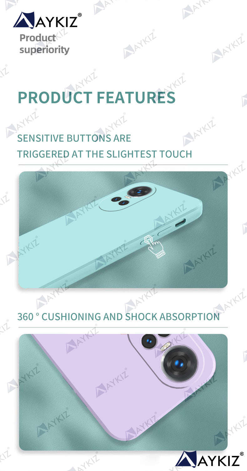Aykiz Soft Matte Silicone Back Cover Inside Cloth with Camera Protection for Reno 10 5G