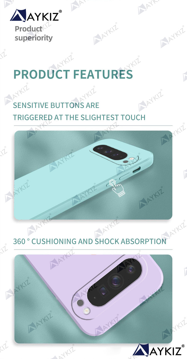 Aykiz Soft Matte Silicone Back Cover Inside Cloth with Camera Protection for Google Pixel 9 Pro