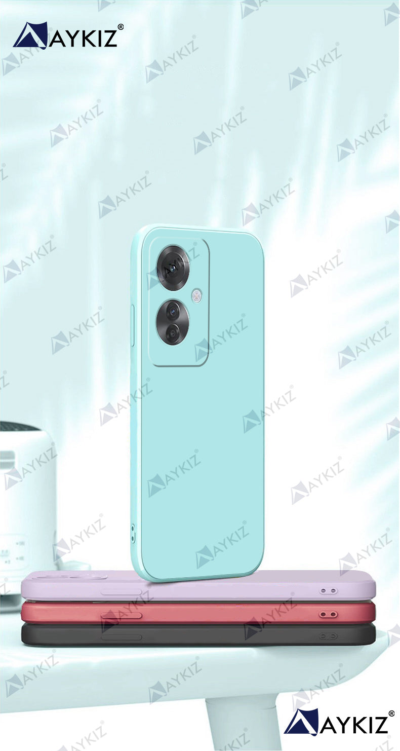 Aykiz Soft Matte Silicone Back Cover Inside Cloth with Camera Protection for Oppo F25 Pro 5G