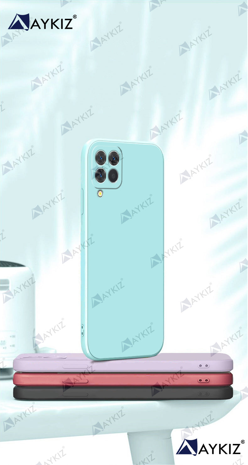 Aykiz Soft Matte Silicone Back Cover Inside Cloth with Camera Protection for Samsung Galaxy A22 4G