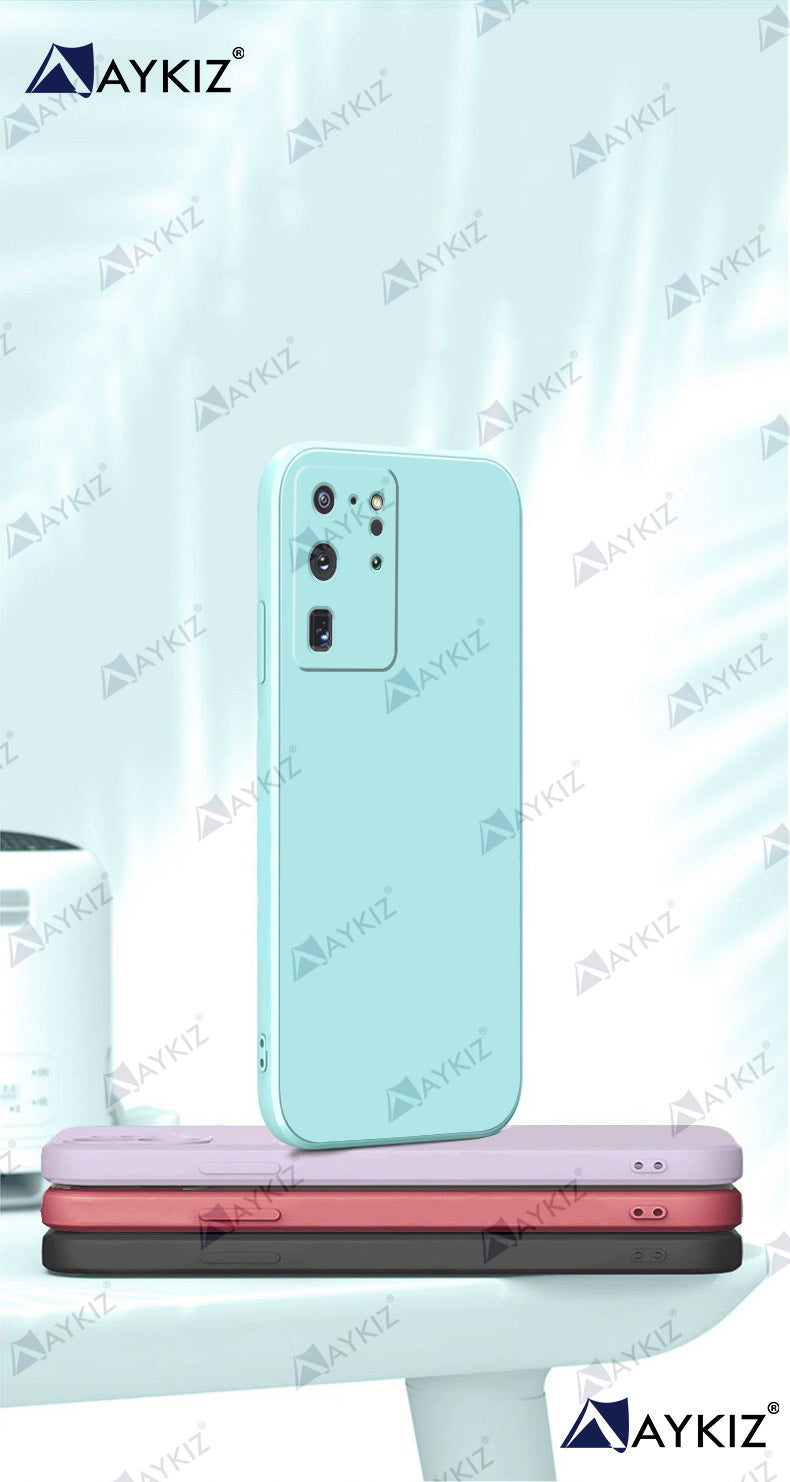 Aykiz Soft Matte Silicone Back Cover Inside Cloth with Camera Protection for Samsung Galaxy S20 Ultra