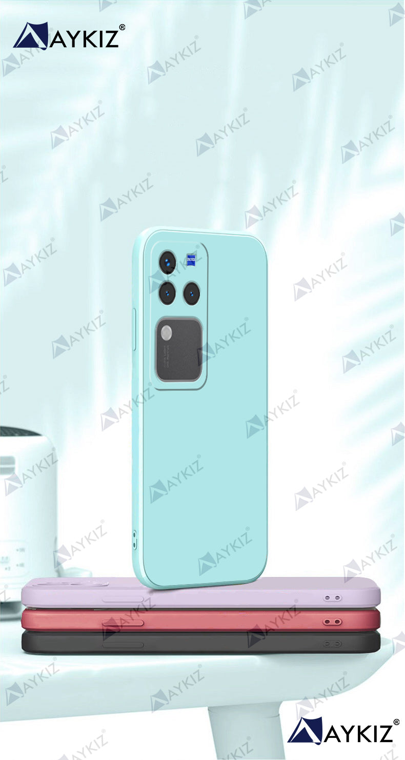 Aykiz Soft Matte Silicone Back Cover Inside Cloth with Camera Protection for Vivo V30 Pro