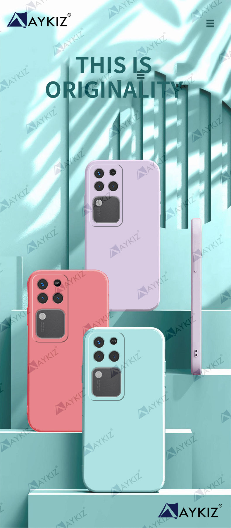 Aykiz Soft Matte Silicone Back Cover Inside Cloth with Camera Protection for Vivo V30