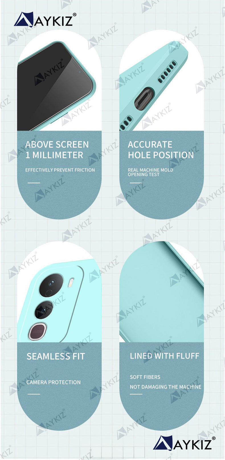 Aykiz Soft Matte Silicone Back Cover Inside Cloth with Camera Protection for Vivo Y400