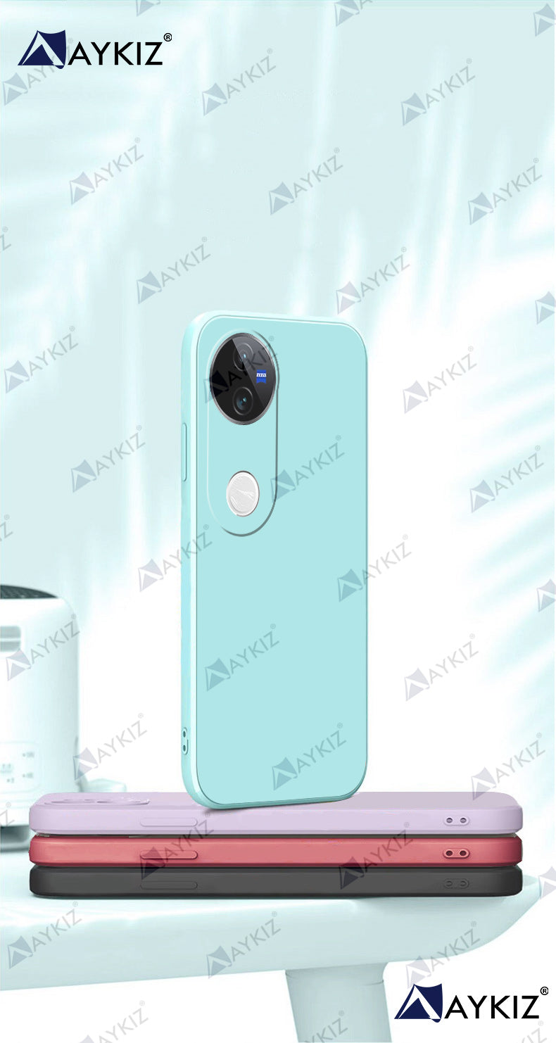 Aykiz Soft Matte Silicone Back Cover Inside Cloth with Camera Protection for Vivo V50