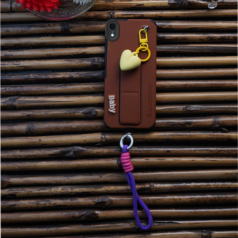 AYKIZ Designed Magnetic Stand & Holder,Decorative Hard Heart Keychain Cover for IPhone XR
