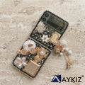 3D Bling Luxury Shiny Crystal Rhinestone Diamond Back Cover with Attractive keychain with Cutee Toy Car & Attractive Key Chain for Samsung Galaxy Flip 2