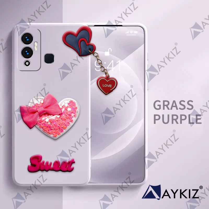 Aykiz Soft Heart Keychain Star Glitter Back Cover for Infinix Hot12 Play