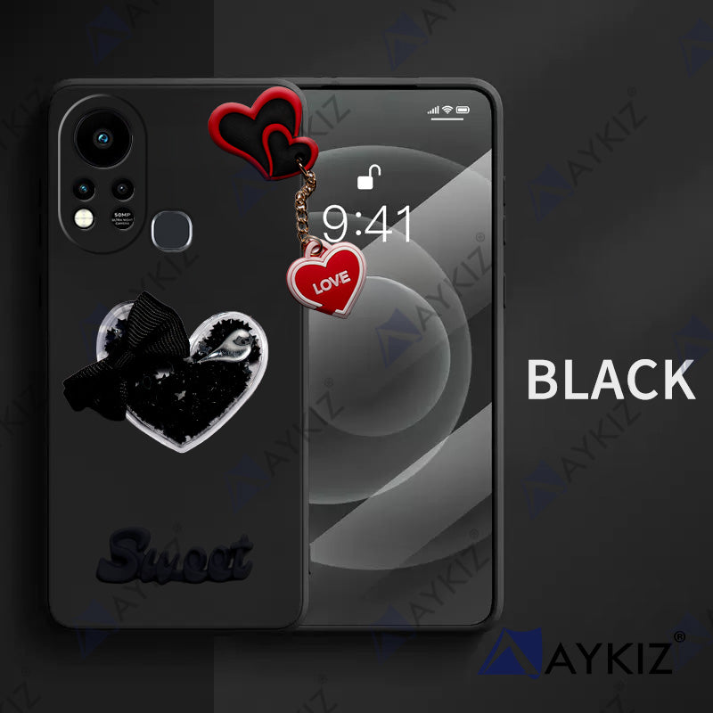 Aykiz Soft Heart Keychain Star Glitter Back Cover for Infinix Hot 11s