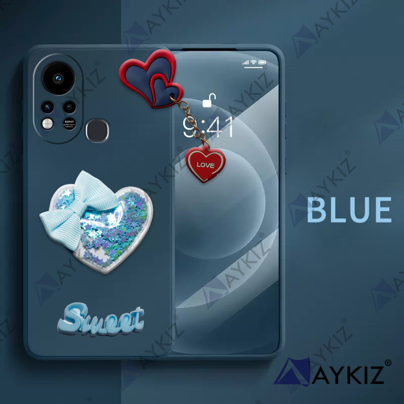 Aykiz Soft Heart Keychain Star Glitter Back Cover for Infinix Hot 11s