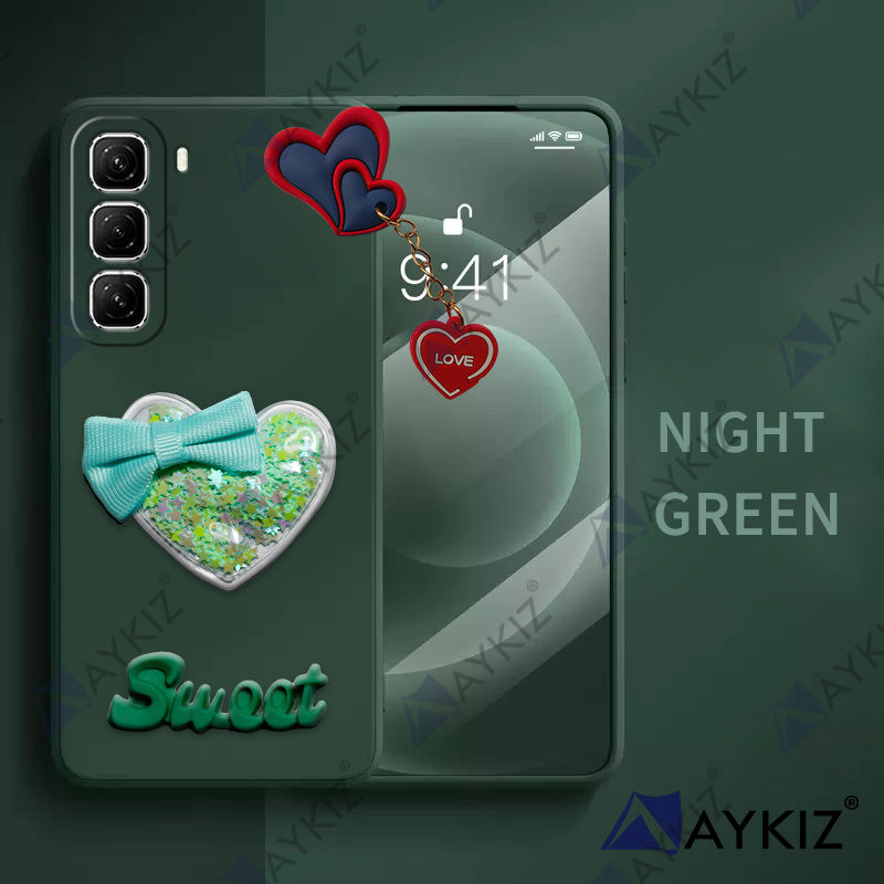 Aykiz Soft Heart Keychain Star Glitter Back Cover for Infinix Hot 50
