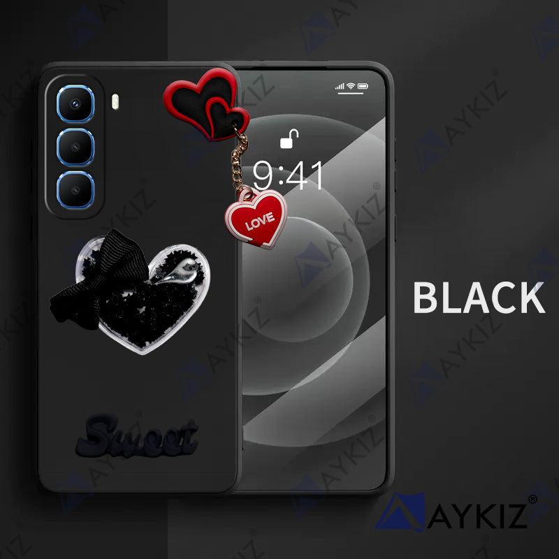 Aykiz Soft Heart Keychain Star Glitter Back Cover for Infinix Hot 60