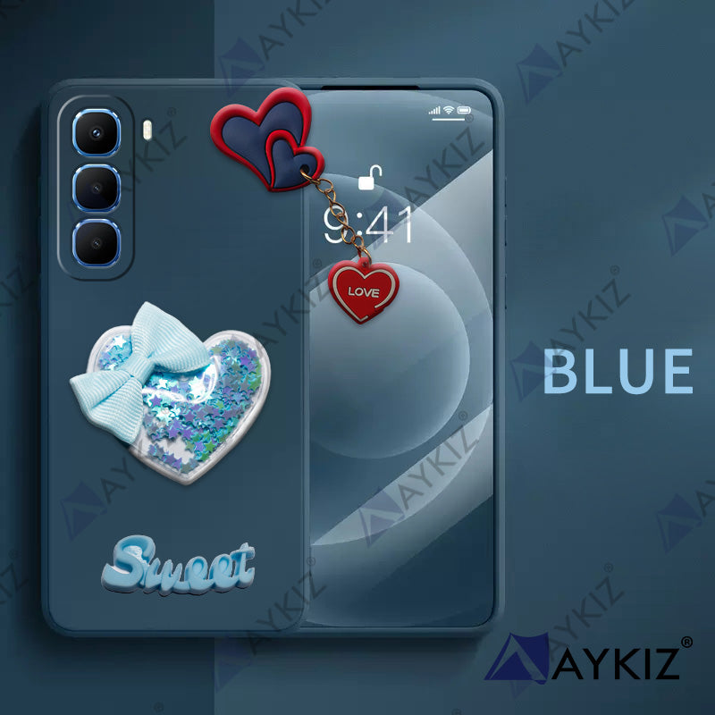 Aykiz Soft Heart Keychain Star Glitter Back Cover for Infinix Hot 60