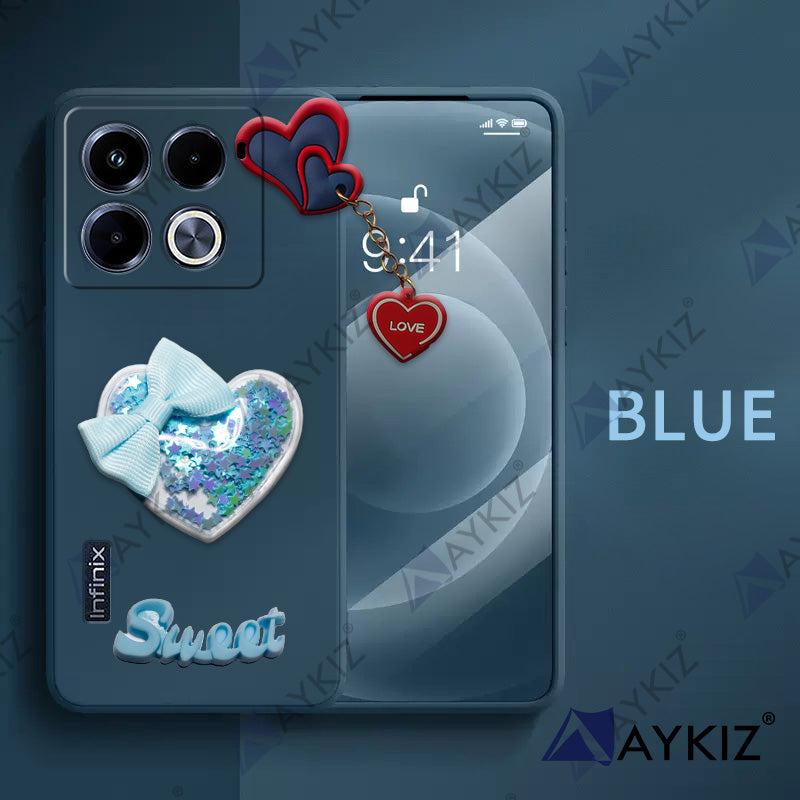 Aykiz Soft Heart Keychain Star Glitter Back Cover for Infinix Note 40 Pro