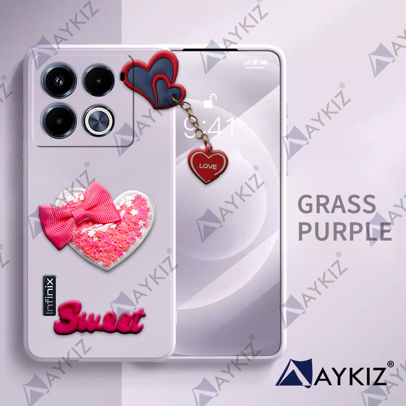 Aykiz Soft Heart Keychain Star Glitter Back Cover for Infinix Note 40 Pro