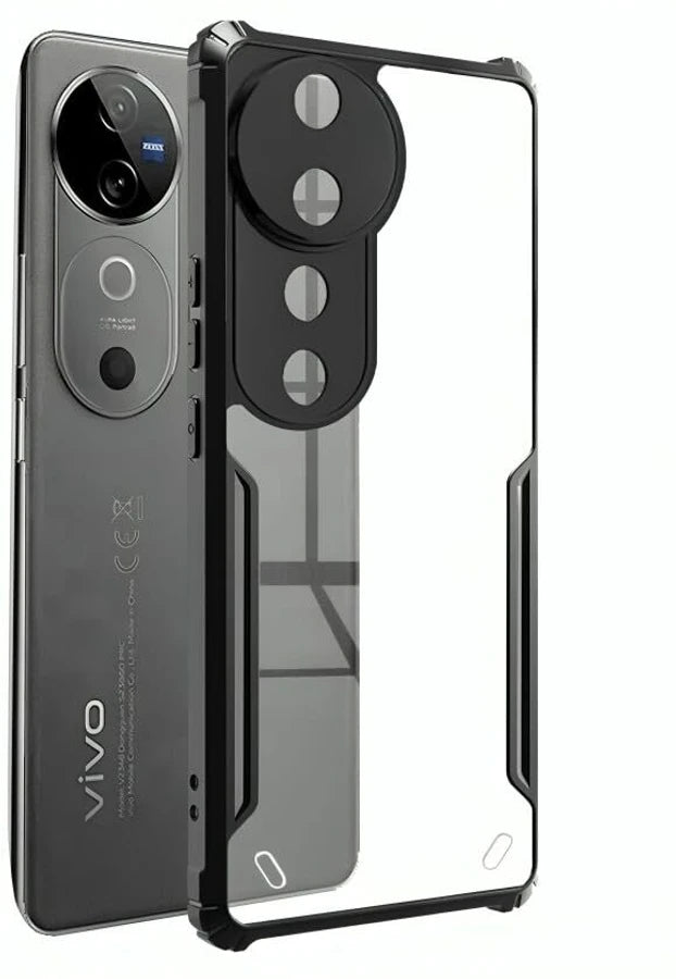 Vivo V40/V40 Pro 5G Back Case All four-sided drop protection Back Cover in Black Colour (Pack of 2)