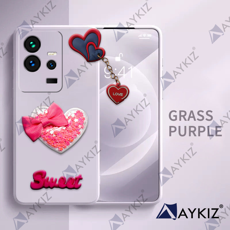 Aykiz Soft Heart Keychain Star Glitter Back Cover for IQOO 11