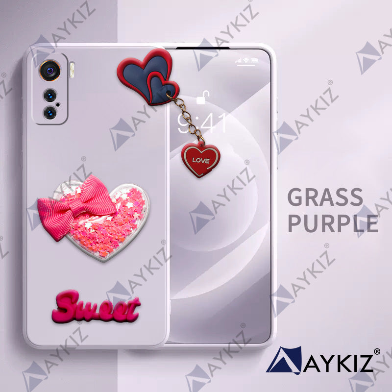 Aykiz Soft Heart Keychain Star Glitter Back Cover for IQOO 5