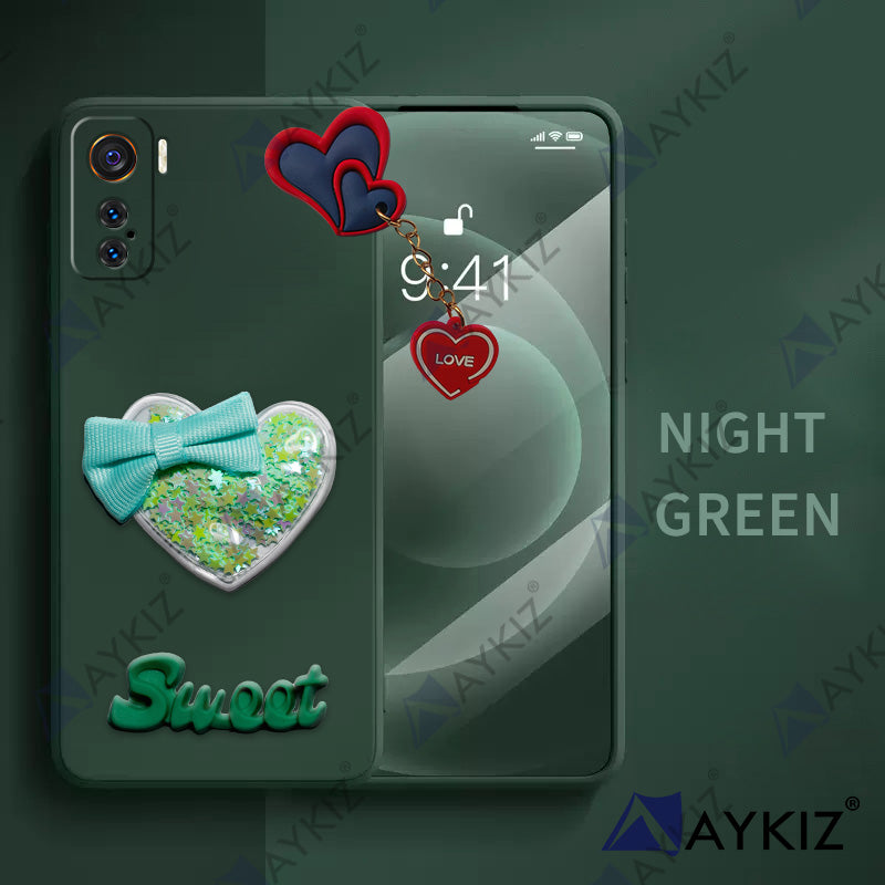 Aykiz Soft Heart Keychain Star Glitter Back Cover for IQOO 5