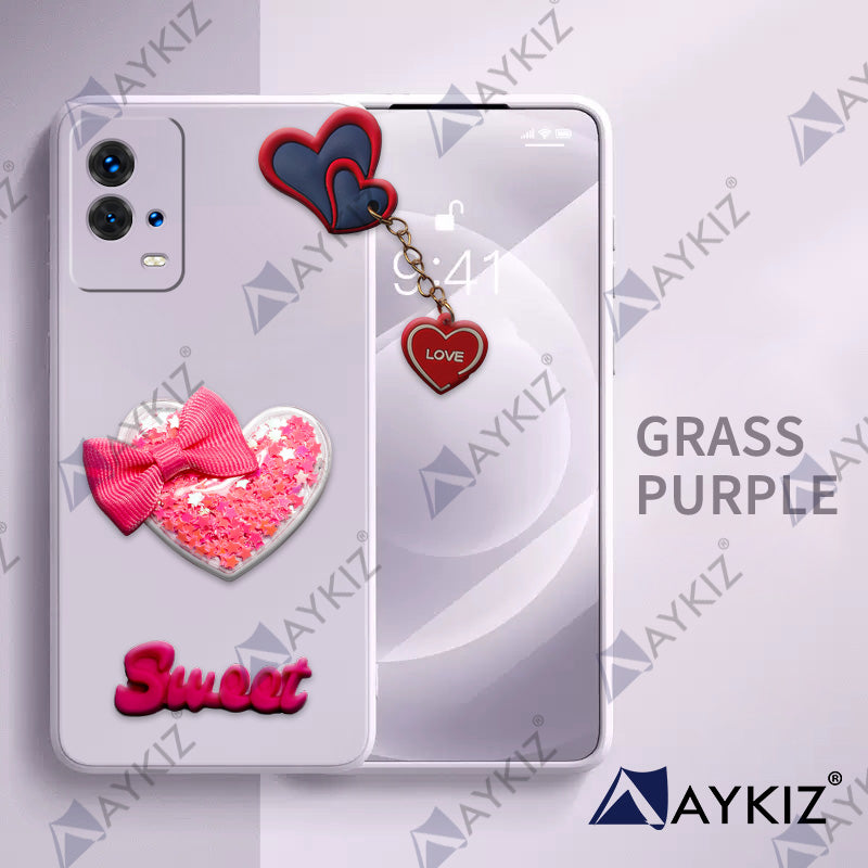 Aykiz Soft Heart Keychain Star Glitter Back Cover for IQOO 8