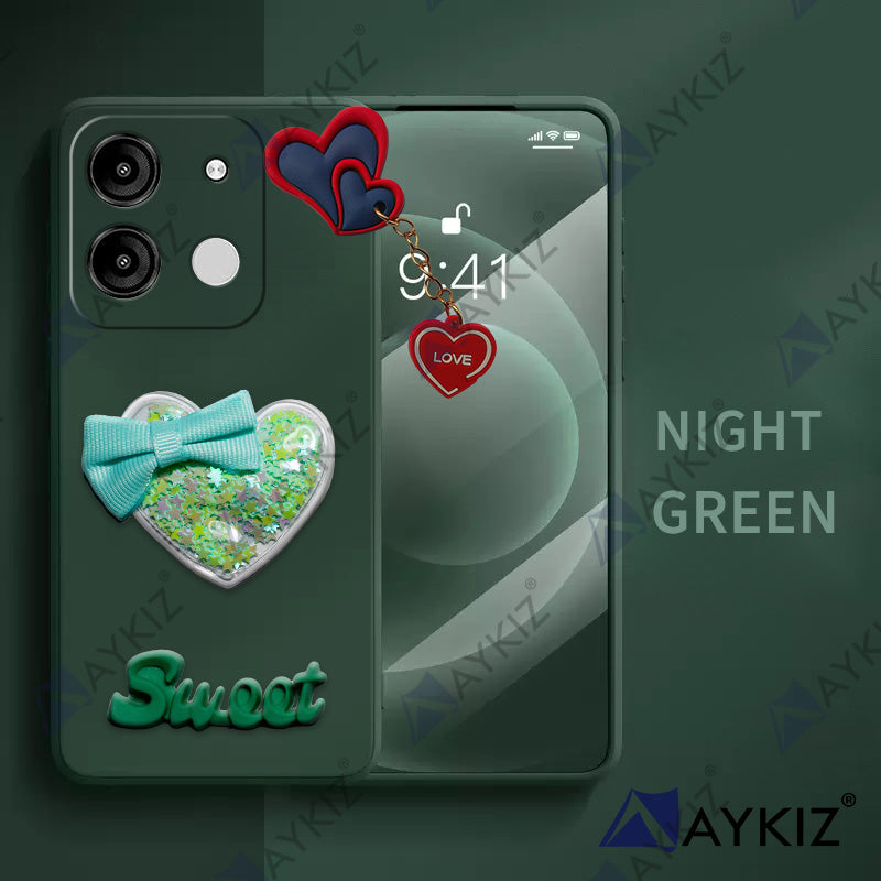 Aykiz Soft Heart Keychain Star Glitter Back Cover for Itel A60s