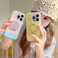 Aykiz Premium Pastel Star Ring Holder Phone Case – Cute Yellow Designs