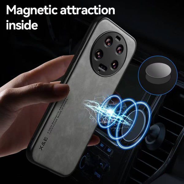 Silky Leather Finish Back Case with Built-in Magnet for Car Mount & Enhanced Camera Protection for Realme