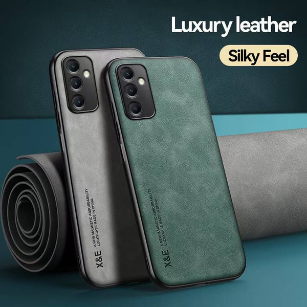 Silky Leather Finish Back Case with Built-in Magnet for Car Mount & Enhanced Camera Protection for Oppo