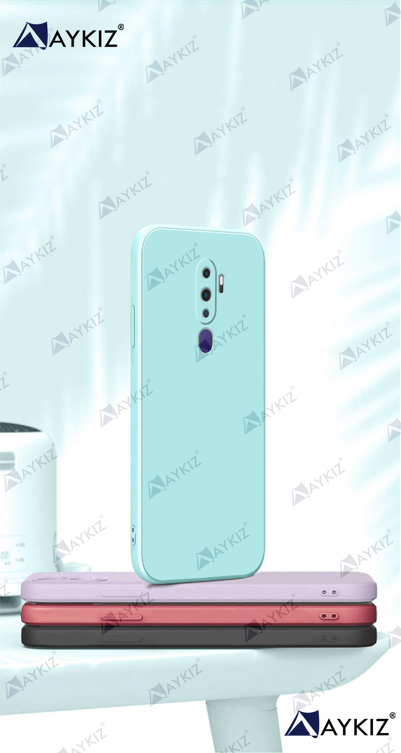 Aykiz Soft Matte Silicone Back Cover Inside Cloth with Camera Protection for Oppo A9 2020