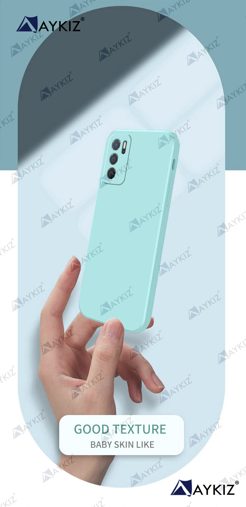 Aykiz Soft Matte Silicone Back Cover Inside Cloth with Camera Protection for Oppo A16