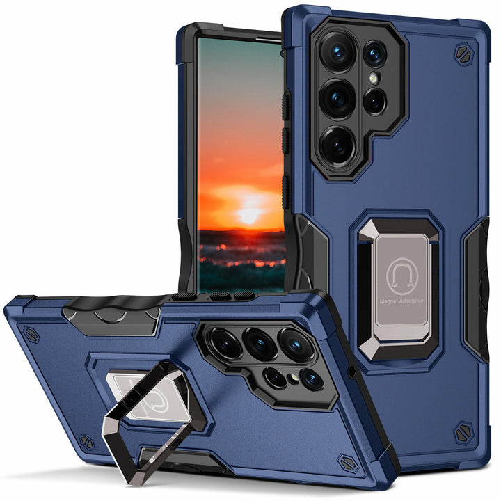 Shockproof Armor Magnetic Ring Holder Bumper Hard Phone Case for Boys and Girls with Camera Protection