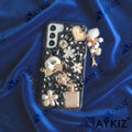 3D Bling Luxury Shiny Crystal Rhinestone Diamond Back Cover with Attractive keychain with Cutee Toy Car & Attractive Key Chain for Samsung Galaxy S22 Plus