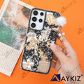 3D Bling Luxury Shiny Crystal Rhinestone Diamond Back Cover with Attractive keychain with Cutee Toy Car & Attractive Key Chain for Samsung Galaxy S22 Ultra