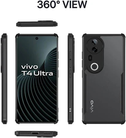 Vivo T4 Ultra 5G Back Case All four-sided drop protection Back Cover in Black Colour (Pack of 2)