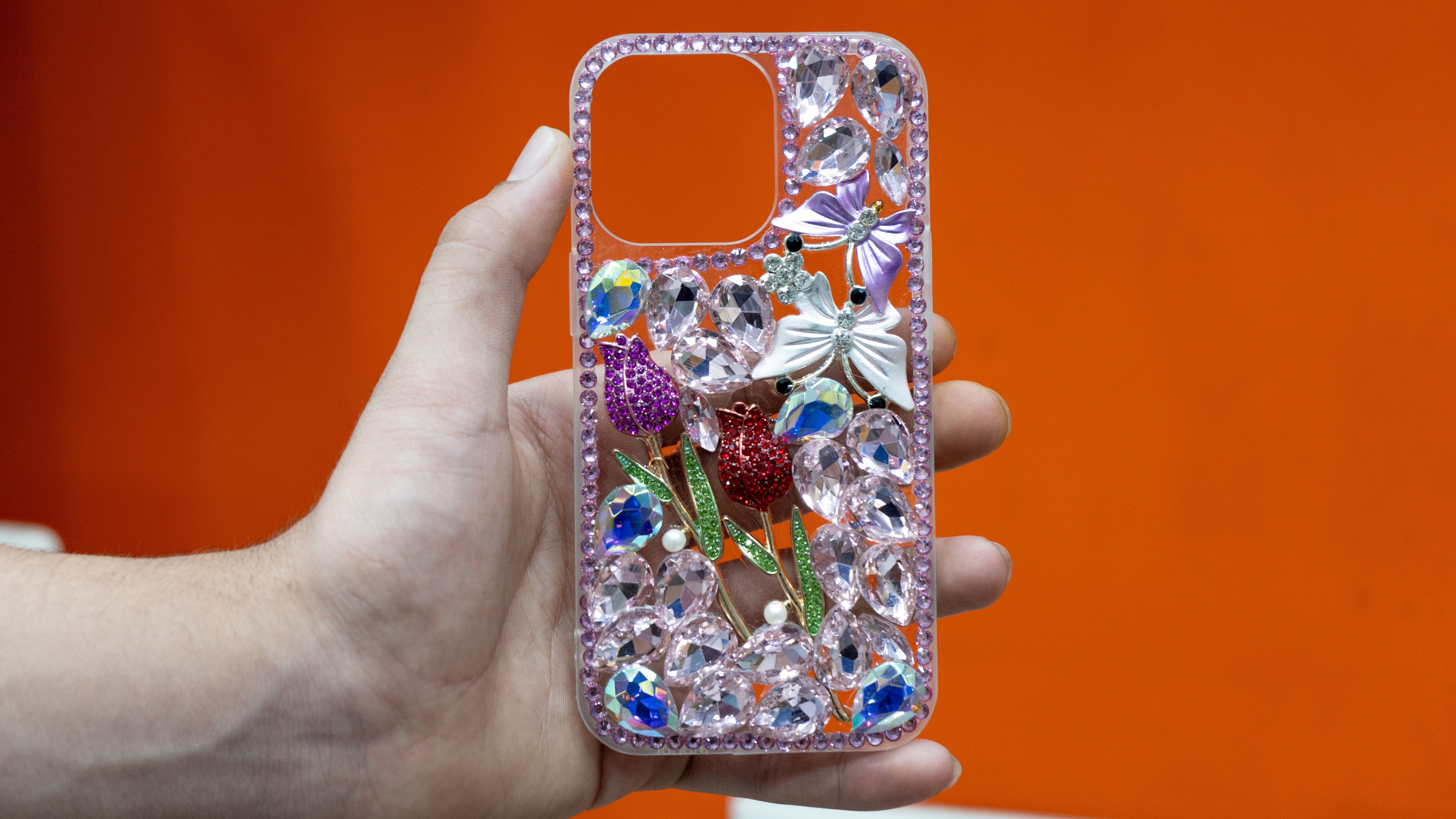 Butterfly Colourful 3D Glitter Bling Sparkle Case Luxury Rose Shiny Crystal Rhinestone Diamond Bumper Clear Glitter Case For Girls