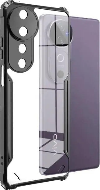 Vivo V40/V40 Pro 5G Back Case All four-sided drop protection Back Cover in Black Colour (Pack of 2)