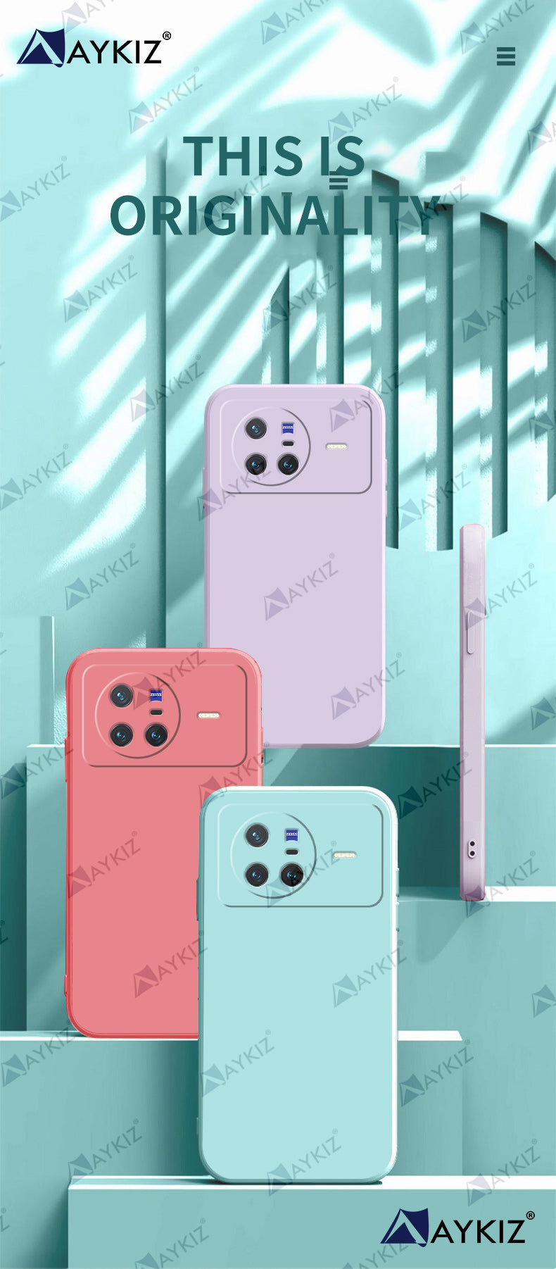 Aykiz Soft Matte Silicone Back Cover Inside Cloth with Camera Protection for Vivo X80