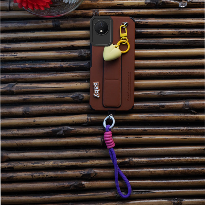 AYKIZ Designed Magnetic Stand & Holder,Decorative Hard Heart Keychain Cover for Vivo Y02/Y02T