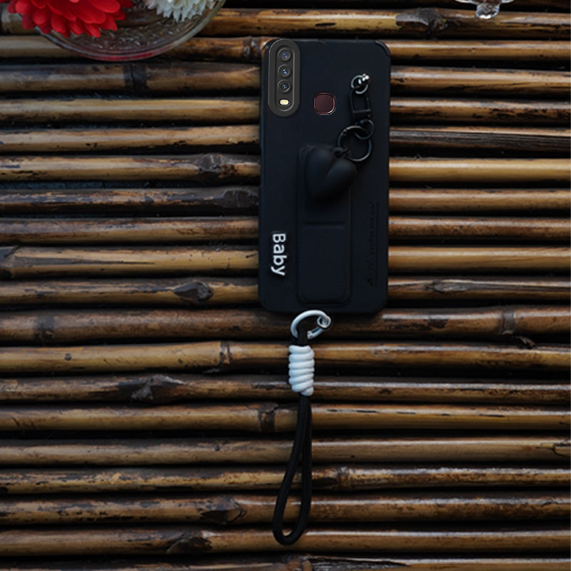 AYKIZ Designed Magnetic Stand & Holder,Decorative Hard Heart Keychain Cover for Vivo Y12/Y15/Y17